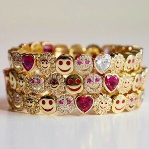 Lisa Gozlan Adore Bracelet // Pink/Gold // Size 6”